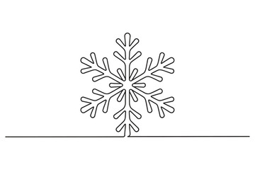 Single Line Snowflake Icon – Minimalist Winter Symbol Vector Drawing