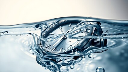 wristwatch in water with smooth gradient background