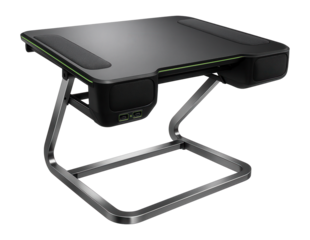 Adjustable foldable gaming station with built-in speakers and USB hubs