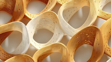 Abstract Gold and Beige Intertwined Rings Background Texture