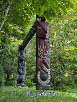 Totems in Stanley Park in Vancouver, British Columbia, Canada
