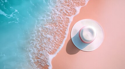 Obraz premium Relaxing beach scene with a straw hat.