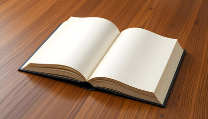Fototapeta premium Open Blank Book on Wooden Table 