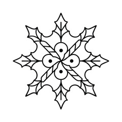 Naklejka premium Candy Cane Mandala Design with Central Holiday Theme Line Art Vector illustration
