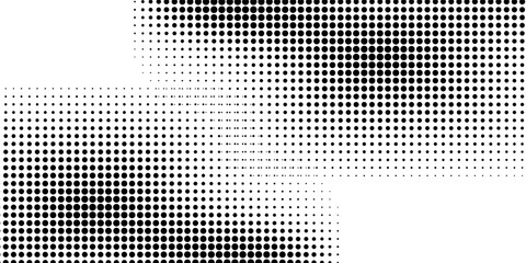 Fototapeta premium Corner halftone texture. Dotted gradient pattern background. Abstract faded comic pop art wallpaper. banner, poster, flyer, cover. Vector illustration
