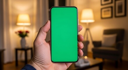 Green Screen Smartphone in Cozy Living Room