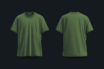 Naklejka premium Olive green t-shirt mockup, front and back views