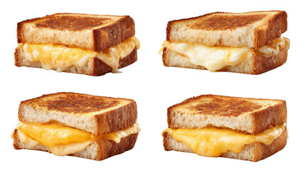Closeup of four perfectly toasted cheese slices, a crispy and golden delight.
