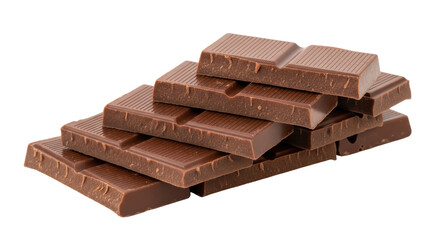 Isolated Dark Chocolate Bar Pieces Stacked