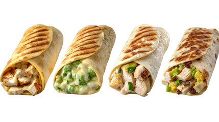 Four delicious chicken, cheese, and lettuce wraps, a quick healthy meal option.