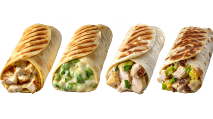 Four delicious chicken, cheese, and lettuce wraps, a quick healthy meal option.