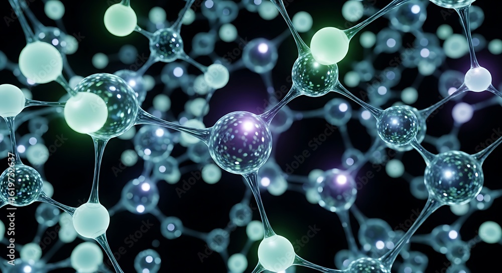 Aufkleber abstract science background depicting molecular structure with connected atoms and glowing spheres