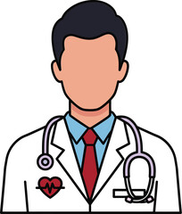 Fototapeta premium Medical Professional Illustration A Doctor with Stethoscope and Heart Symbol