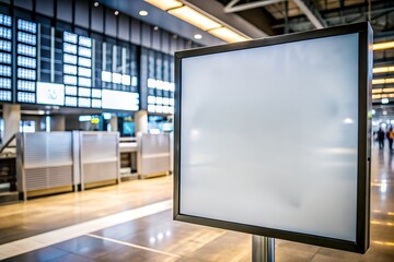 Fototapeta premium Blank white advertising billboard in a modern indoor public space