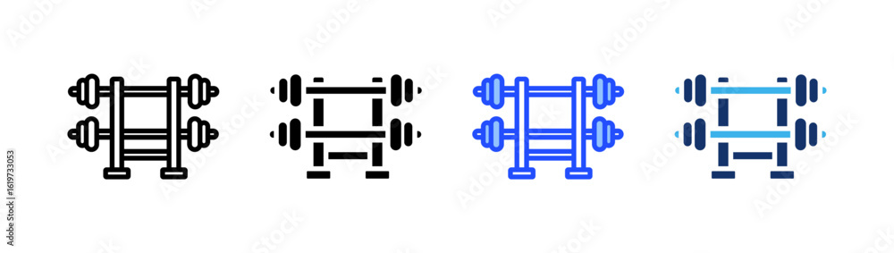 Poster squat rack icon collection with multiple styles