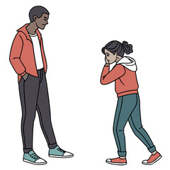 A young woman appears distressed while a young man looks on with a concerned expression