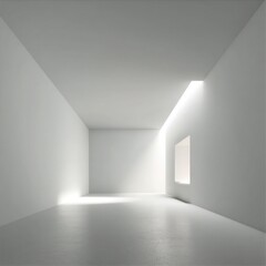 Bright modern interior hallway with natural light streaming through a window