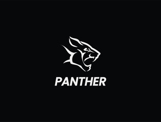  Dynamic White Panther Head Logo with Speed Lines