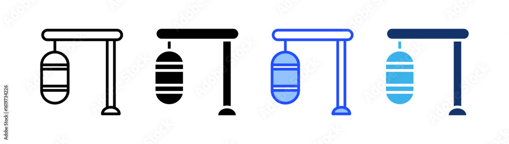 Poster punching bag icon collection with multiple styles