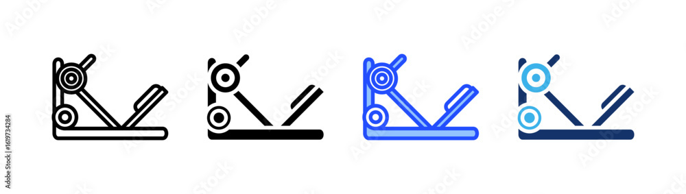Poster leg press icon collection with multiple styles