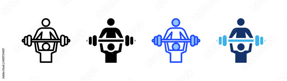 Poster personal trainer icon collection with multiple styles