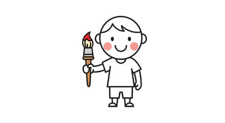 Illustrative child holding a paintbrush, symbolizing art, creativity, and design.
