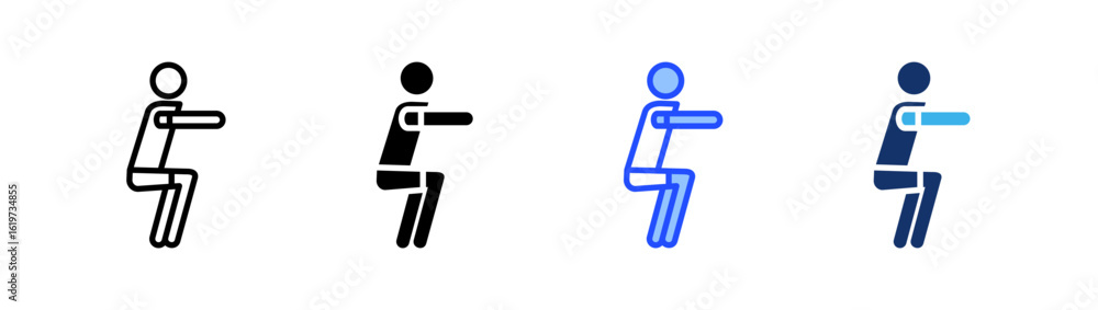 Poster burpee icon collection with multiple styles