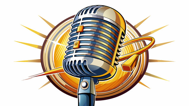 This vintage silver microphone cut out glows under studio light, evoking music’s golden age. Semi-realistic details highlight curves, grill lines, and the nostalgic power of sound and memory.