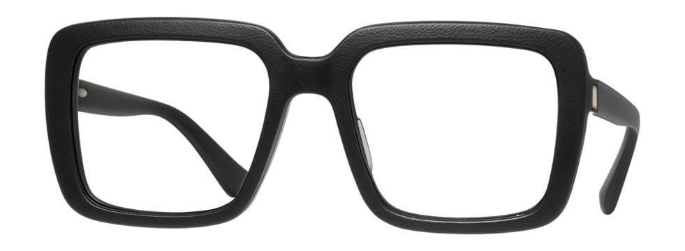 Rectangular oversized sunglasses with matte black frames and clear lenses