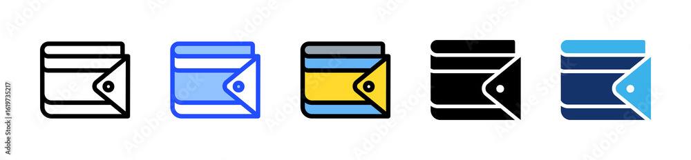 Poster wallet icon collection with multiple styles