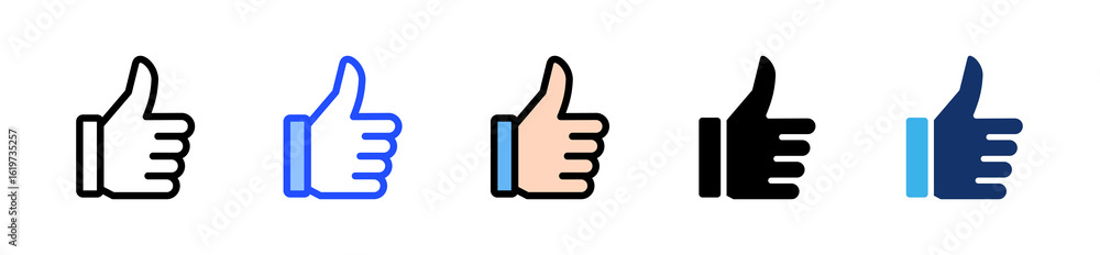 Poster thumbs up icon collection with multiple styles
