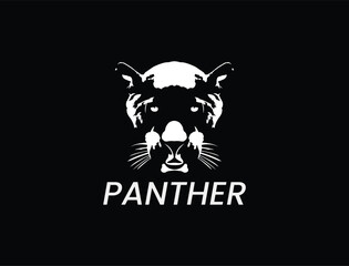  Stylized White Panther Head with Whiskers Logo