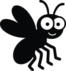 Silhouette cartoon fly insect with smiling face vector Illustrator