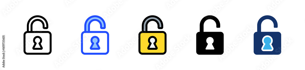 Poster unlock icon collection with multiple styles