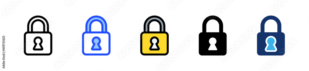 Poster padlock icon collection with multiple styles