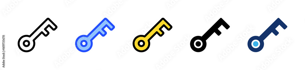 Poster key icon collection with multiple styles