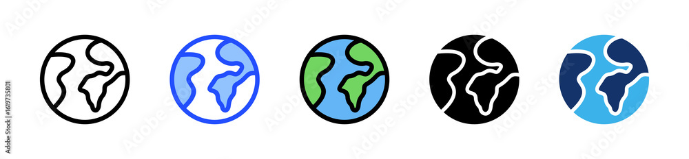 Poster earth icon collection with multiple styles
