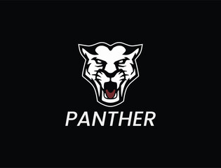  Ferocious White Panther Head Logo with Open Mouth