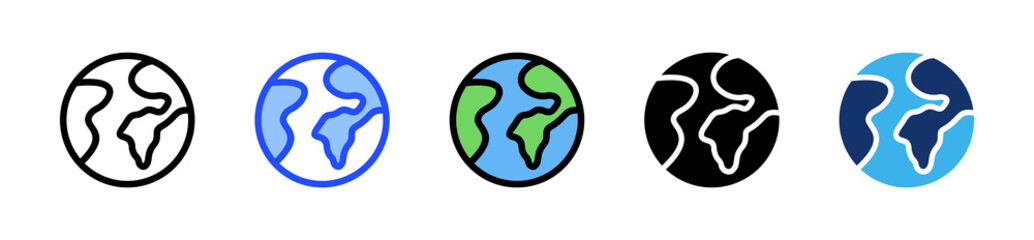 Earth Icon Collection With Multiple Styles