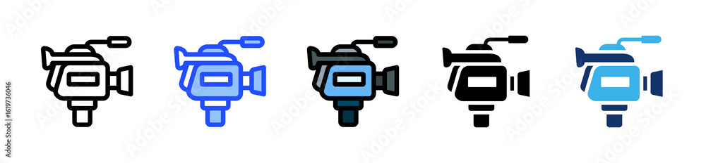 Poster video camera icon collection with multiple styles