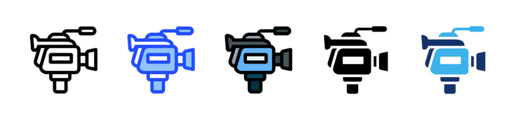 Video Camera Icon Collection With Multiple Styles