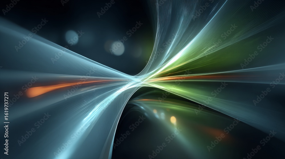 Poster abstract digital light streams with colorful glow on dark background