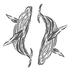 vector illustration of a whale with a unique pattern