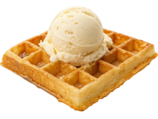 Delicious vanilla ice cream sits atop warm waffle creating delightful dessert experience that is sure to please