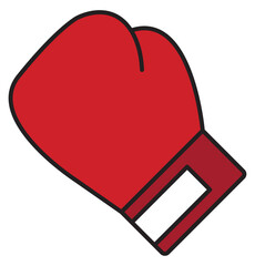 Red Boxing Gloves Icon Tilted with Flat Style for Sport