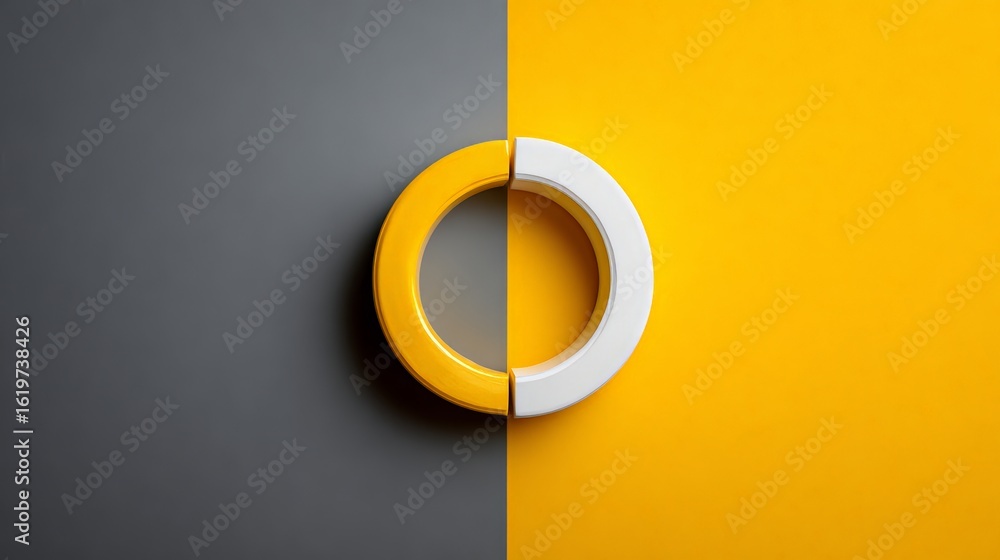 Poster abstract design featuring a circular shape divided by contrasting colors.