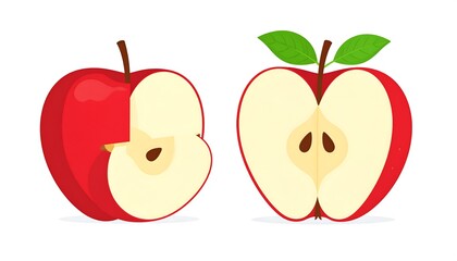 Two sliced red apples