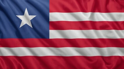 Photo of waving flag of liberia with star and stripes