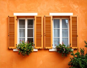 Orange wall with double windows