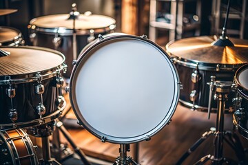 Obraz premium Close up of a drum kit with focus on the snare drum